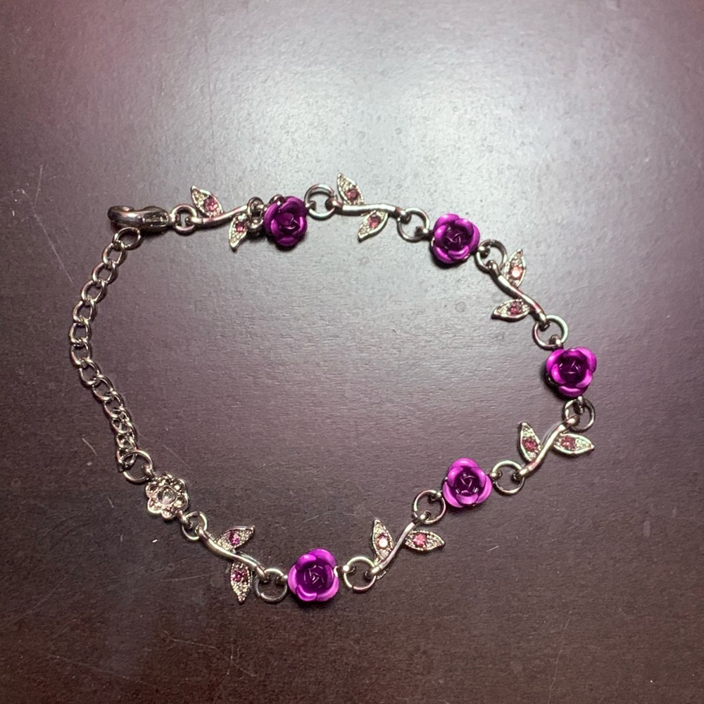 purple and silver rose bracelet